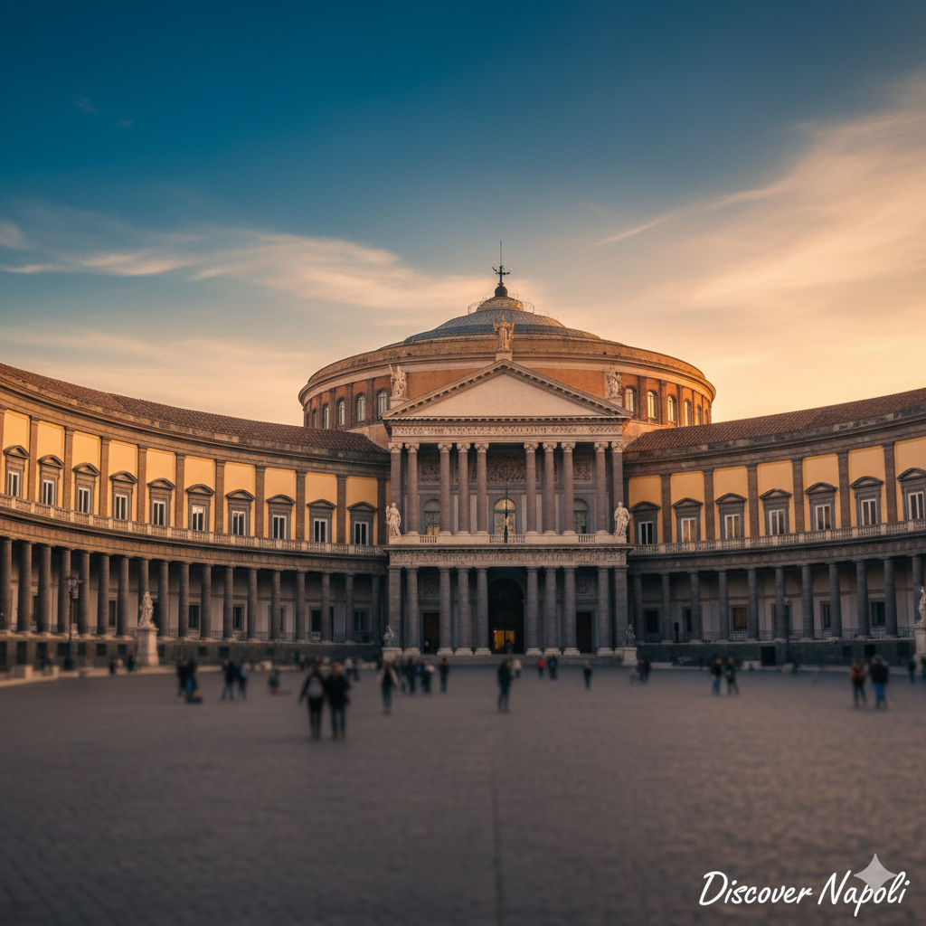 The grand neoclassical facade of the Royal Palace of Napoli.